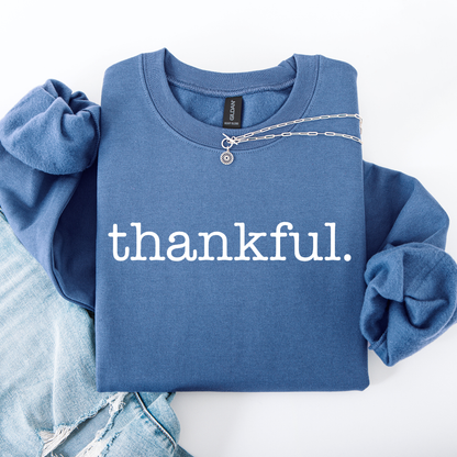Thankful, Minimalist, Thanksgiving, Autumn, Fall Sweatshirt