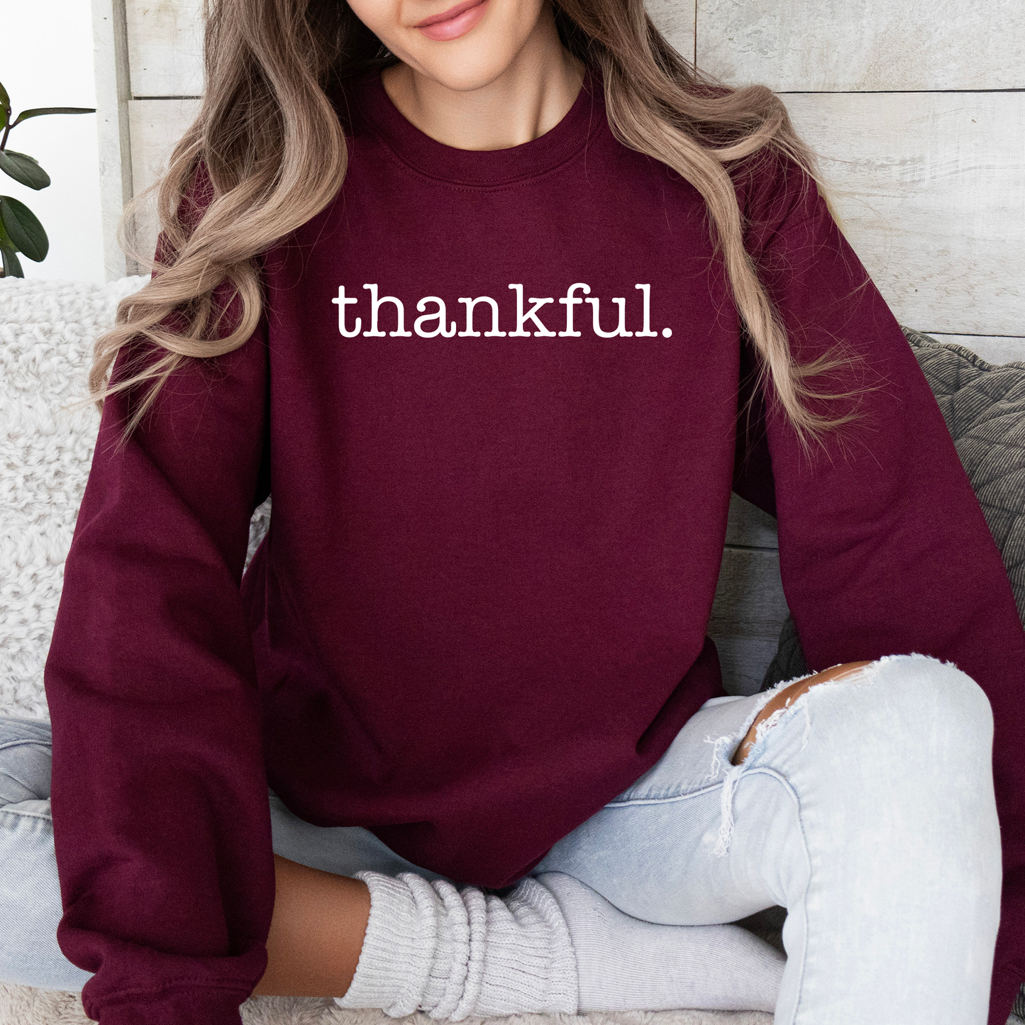 Thankful, Minimalist, Thanksgiving, Autumn, Fall Sweatshirt