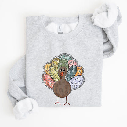 Thanksgiving Turkey, Cute, Autumn, Words Sweatshirt