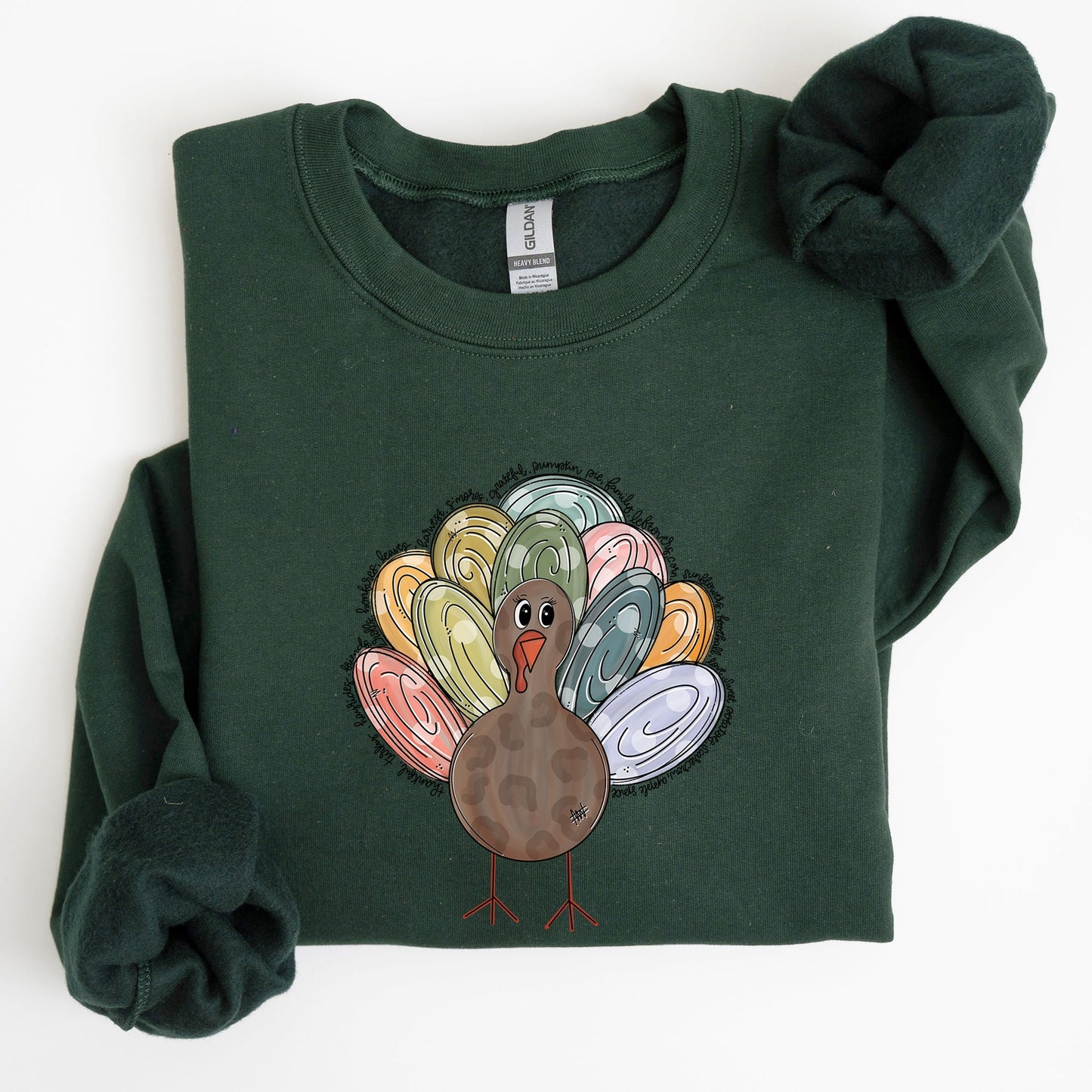 Thanksgiving Turkey, Cute, Autumn, Words Sweatshirt