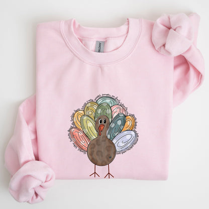Thanksgiving Turkey, Cute, Autumn, Words Sweatshirt