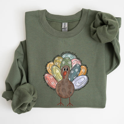 Thanksgiving Turkey, Cute, Autumn, Words Sweatshirt