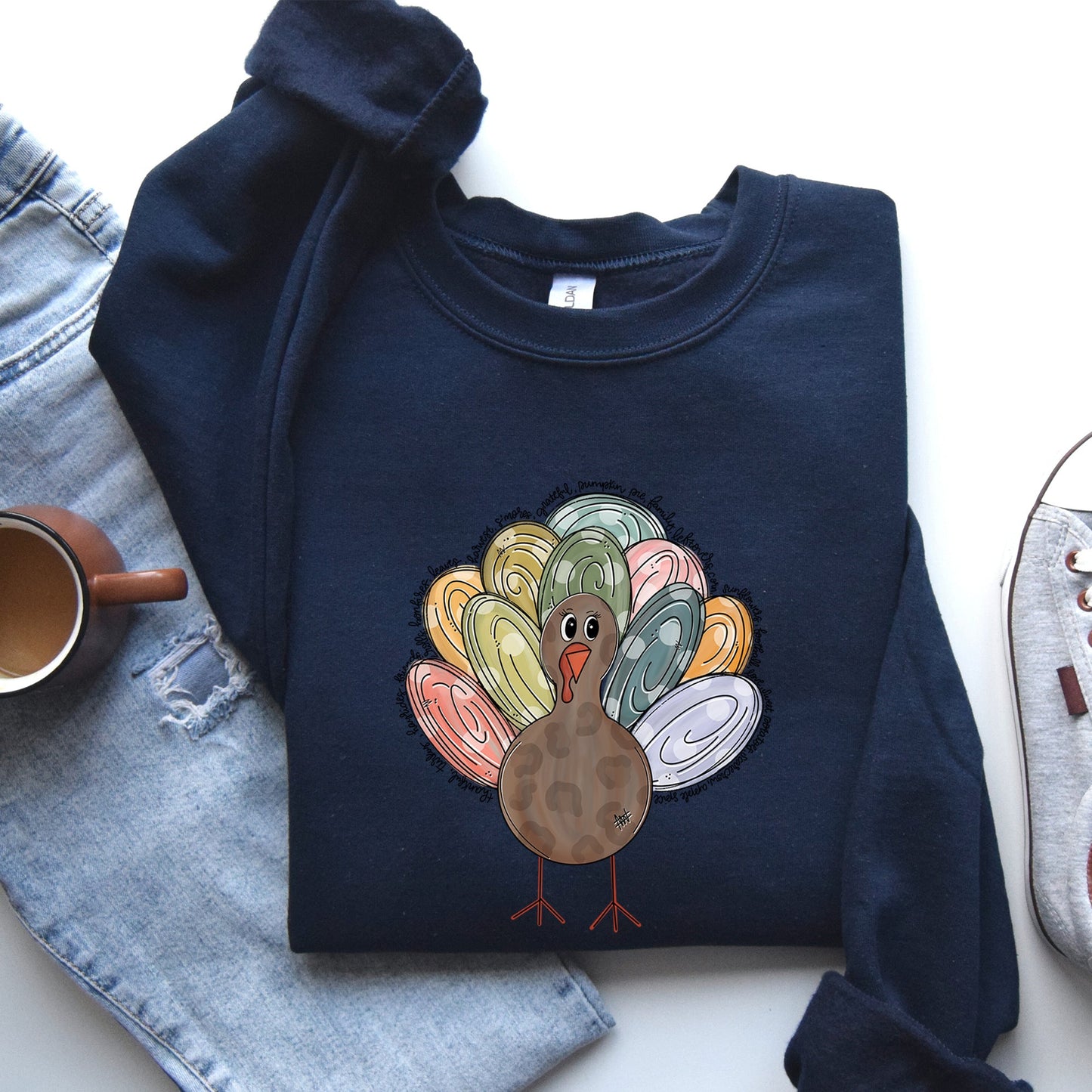 Thanksgiving Turkey, Cute, Autumn, Words Sweatshirt
