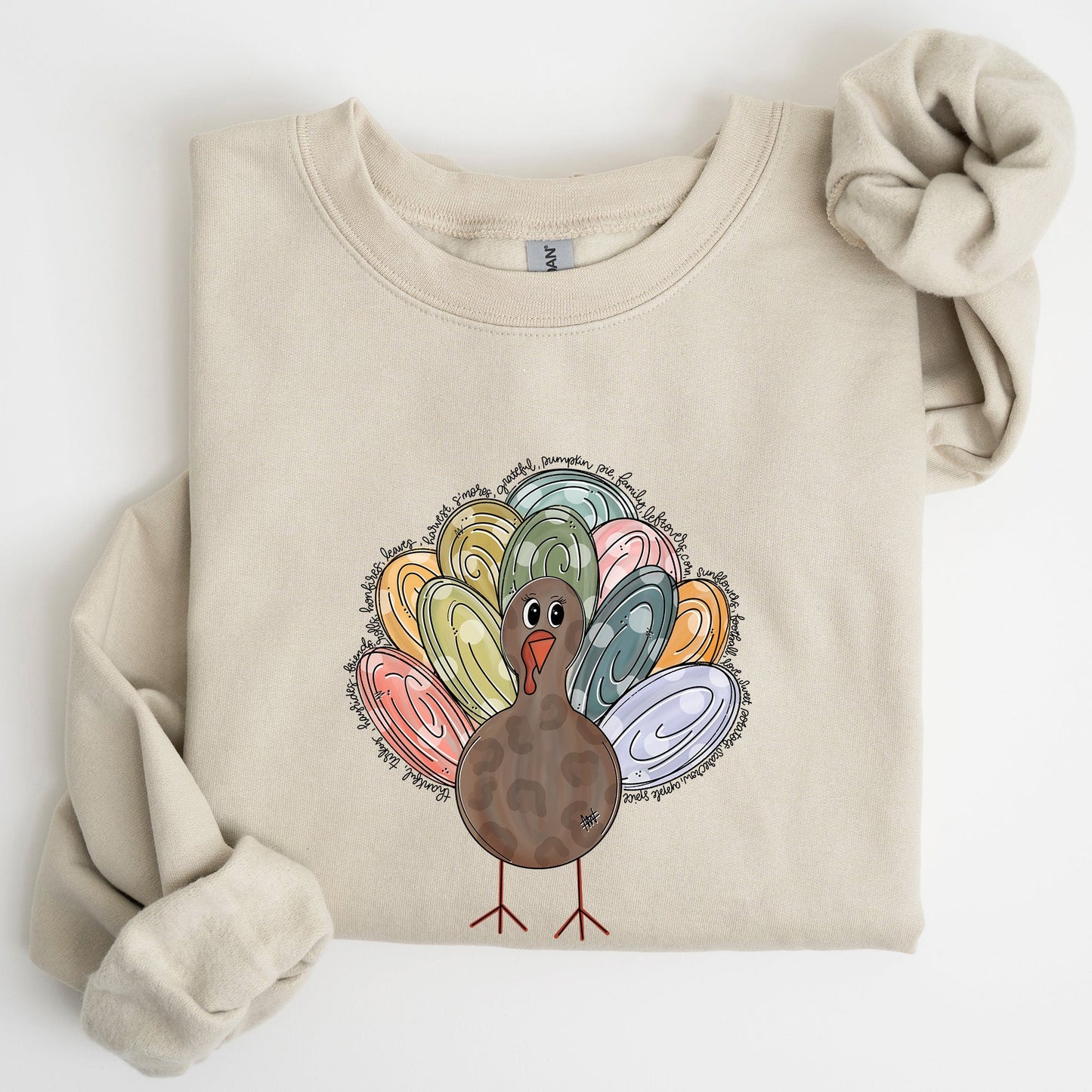 Thanksgiving Turkey, Cute, Autumn, Words Sweatshirt