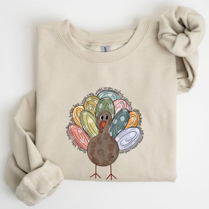 Thanksgiving Turkey, Cute, Autumn, Words Sweatshirt