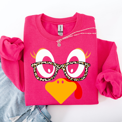 Thanksgiving, Teacher, Turkey, Cute, Leopard Print Sweatshirt