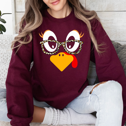 Thanksgiving, Teacher, Turkey, Cute, Leopard Print Sweatshirt