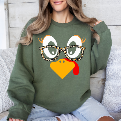 Thanksgiving, Teacher, Turkey, Cute, Leopard Print Sweatshirt