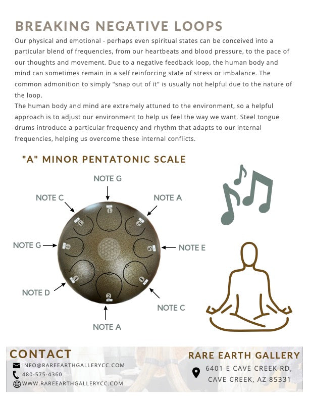 30cm Pentatonic Steel Tongue Drum – White Flower of Life Design with Travel Bag –