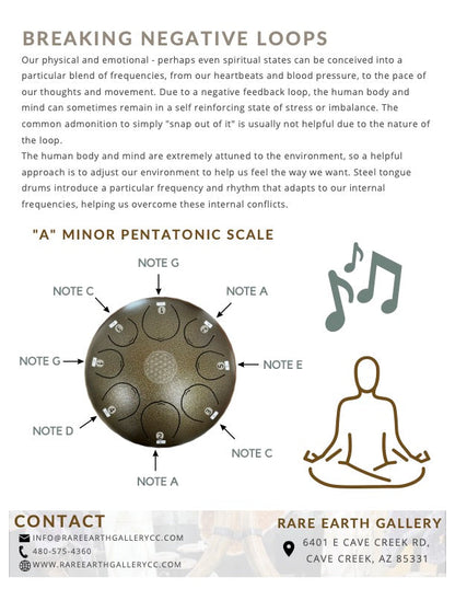 30cm Pentatonic Steel Tongue Drum – White Flower of Life Design with Travel Bag –
