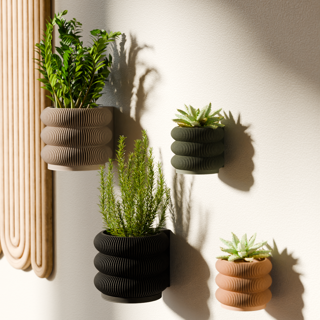 Wall Planter - Triple BUBBLES – Natural Wood Planter