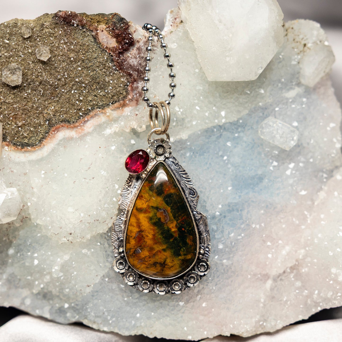 Unakite On 925 Silver Pendant – 925 Sterling Silver