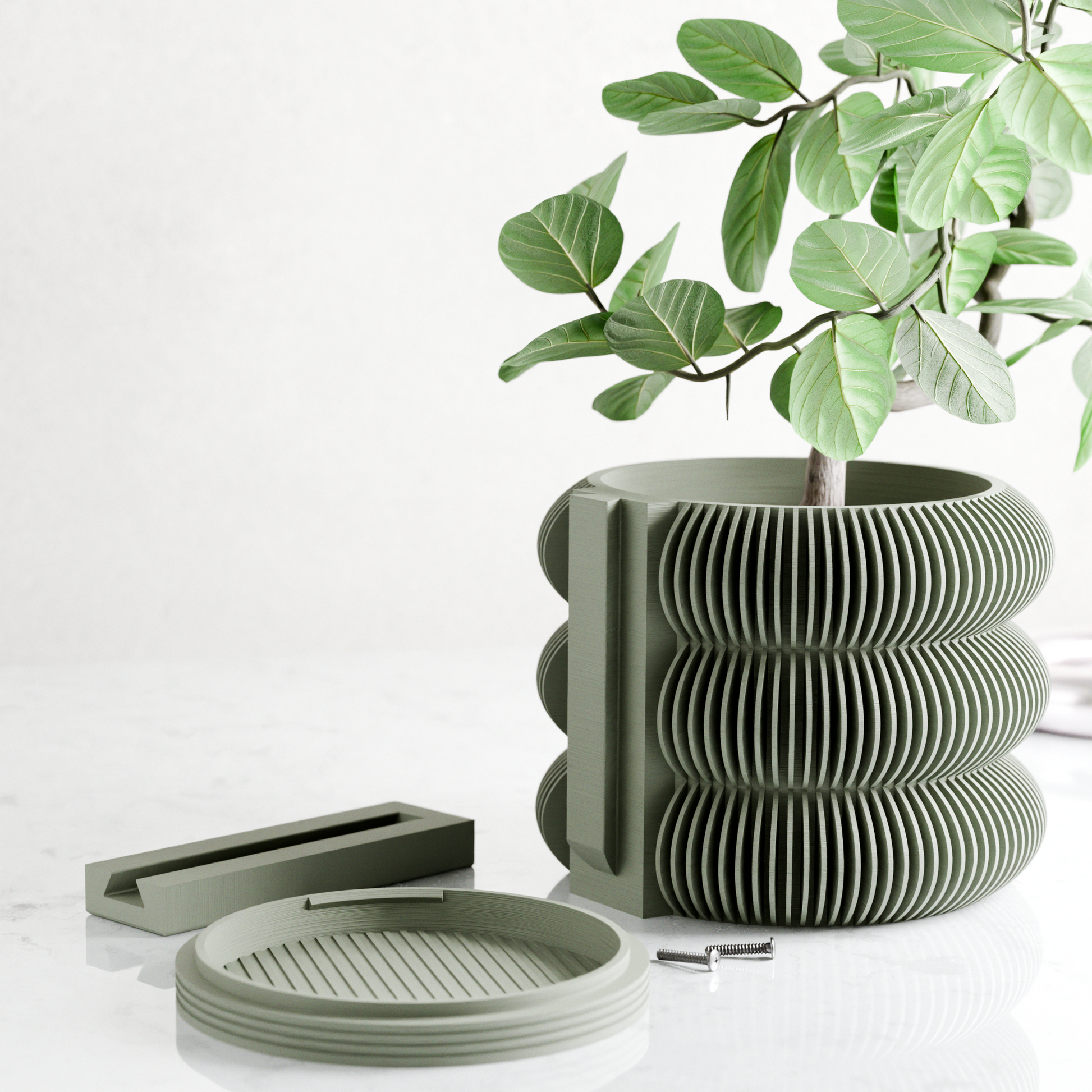 Wall Planter - Triple BUBBLES – 8" Muted Green Planter