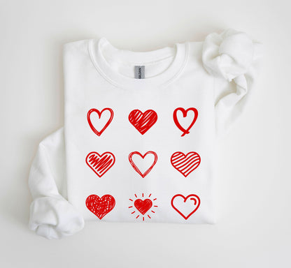 Retro Cute Hearts Sweatshirt, Vintage Valentine's Day Sweatshirt