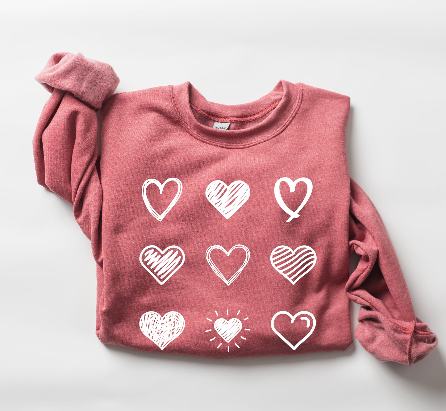 Retro Cute Hearts Sweatshirt, Vintage Valentine's Day Sweatshirt