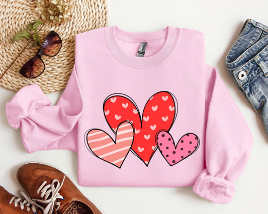 Retro Hearts Set Sweatshirt, Vintage Valentine's Day Sweatshirt