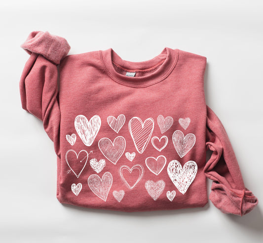 Mini Retro Hearts Sweatshirt, Vintage Valentine's Day Sweatshirt