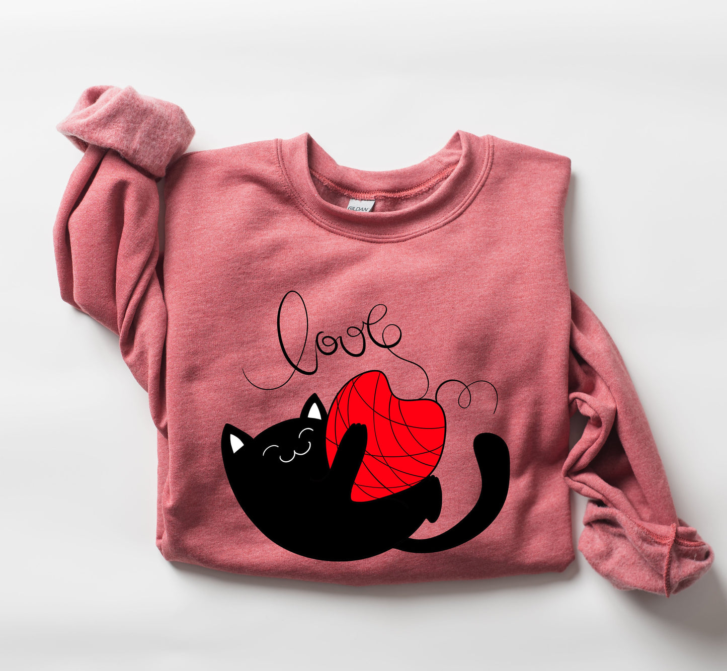 Retro Cat Love Funny Sweatshirt, Vintage Valentine's Day Sweatshirt