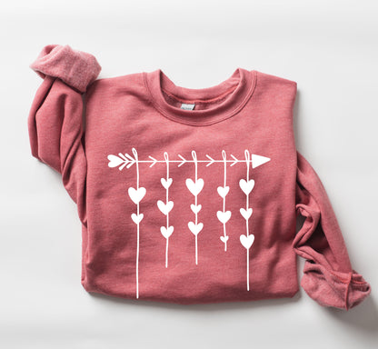 Retro Arrow and Hearts Sweatshirt, Vintage Valentine's Day Sweatshirt