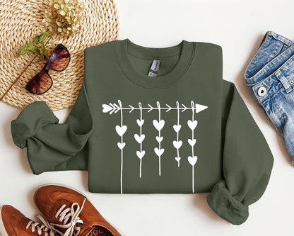 Retro Arrow and Hearts Sweatshirt, Vintage Valentine's Day Sweatshirt