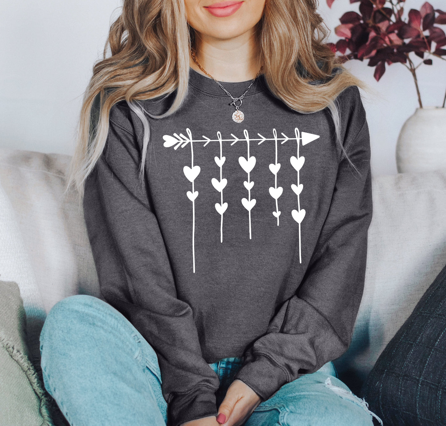 Retro Arrow and Hearts Sweatshirt, Vintage Valentine's Day Sweatshirt