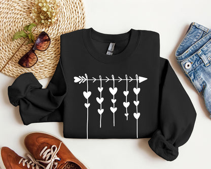Retro Arrow and Hearts Sweatshirt, Vintage Valentine's Day Sweatshirt