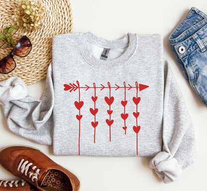 Retro Arrow and Hearts Sweatshirt, Vintage Valentine's Day Sweatshirt