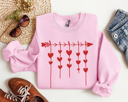 Retro Arrow and Hearts Sweatshirt, Vintage Valentine's Day Sweatshirt