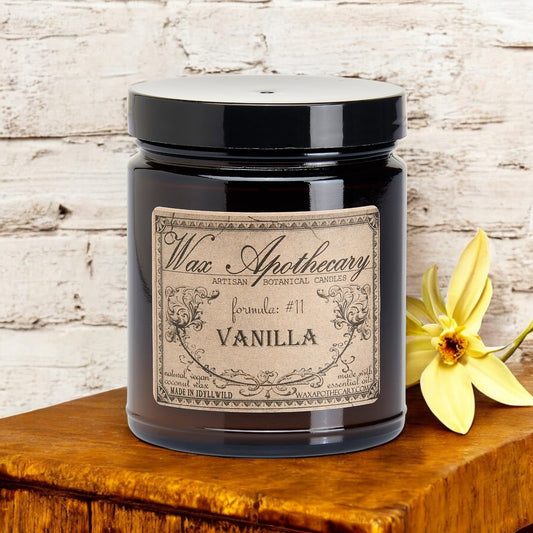 6 oz Botanical Candle in Amber Glass Jar - Vanilla – Candle
