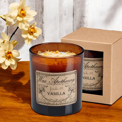 9 oz Vanilla Artisan Amber Glass Candle