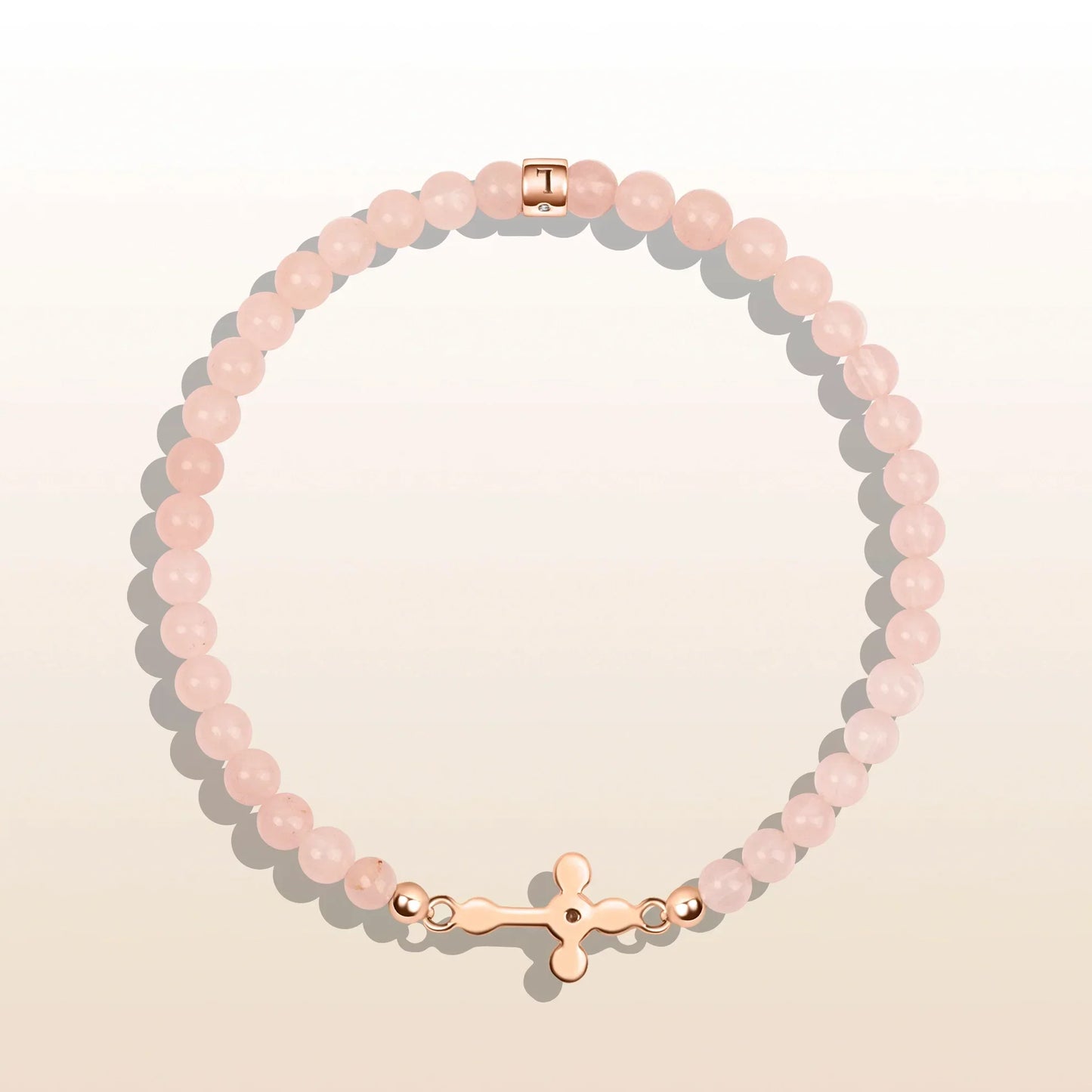 Rose Quartz Diamond Cross Bracelet - 18K Rose Gold Plated Sterling Silver – Bracelets - Womens
