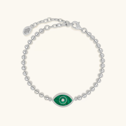 Constant Guardian Evil Eye Malachite Silver Bracelet