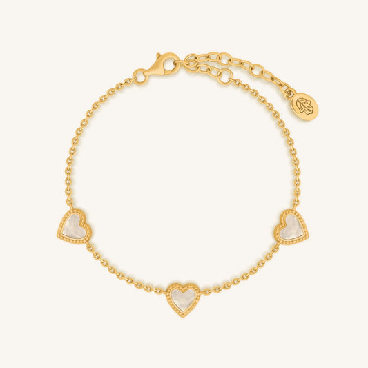 Heartfelt Gratitude Mother of Pearl Heart Gold Bracelet – Bracelets - Womens