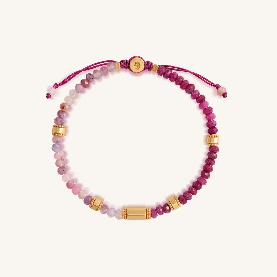 Heartline Harmony Ruby & Pink Tourmaline Drawstring Bracelet – Bracelets - Womens