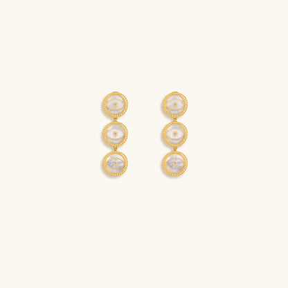 Triple Blessings Evil Eye Mother of Pearl Earrings – Earrings - Womens