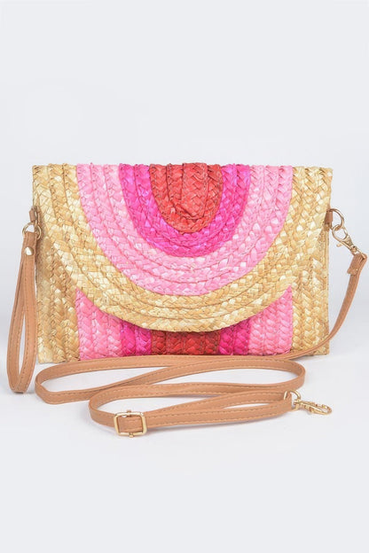 Straw Coloful Envelope Clutch – Fuschia
