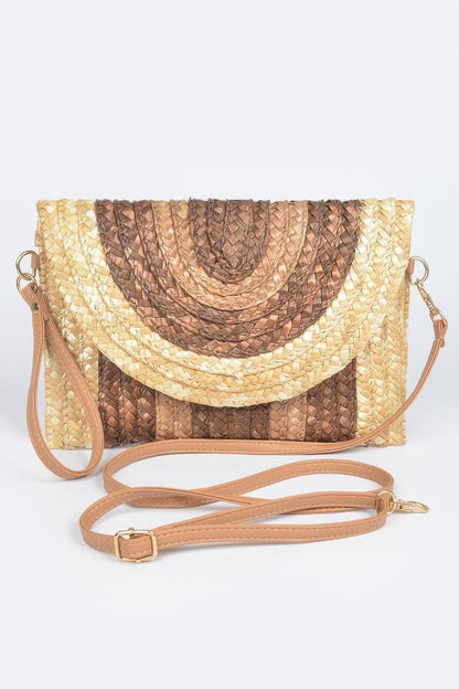 Straw Coloful Envelope Clutch – Brown