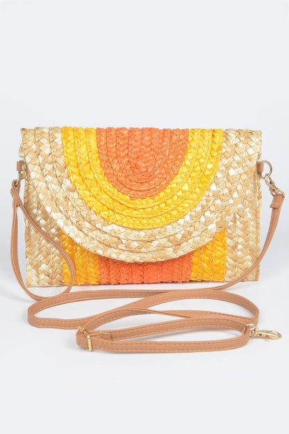 Straw Coloful Envelope Clutch – Orange