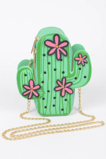 Faux Leather Cactus Crossbody Bag –
