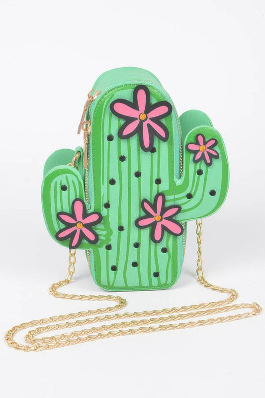 Faux Leather Cactus Crossbody Bag –
