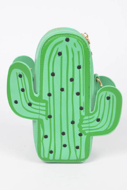 Faux Leather Cactus Crossbody Bag –