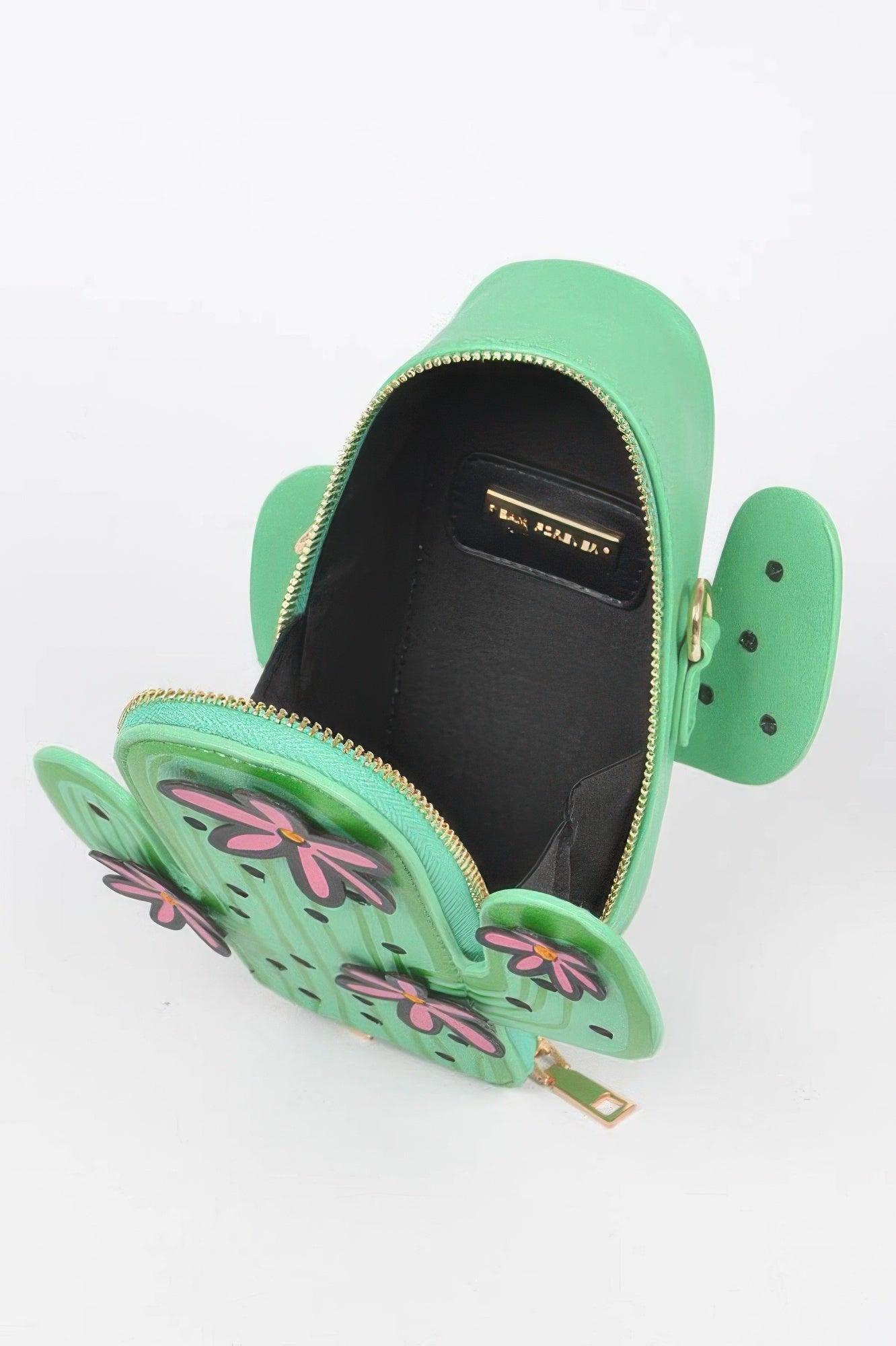Faux Leather Cactus Crossbody Bag – Green