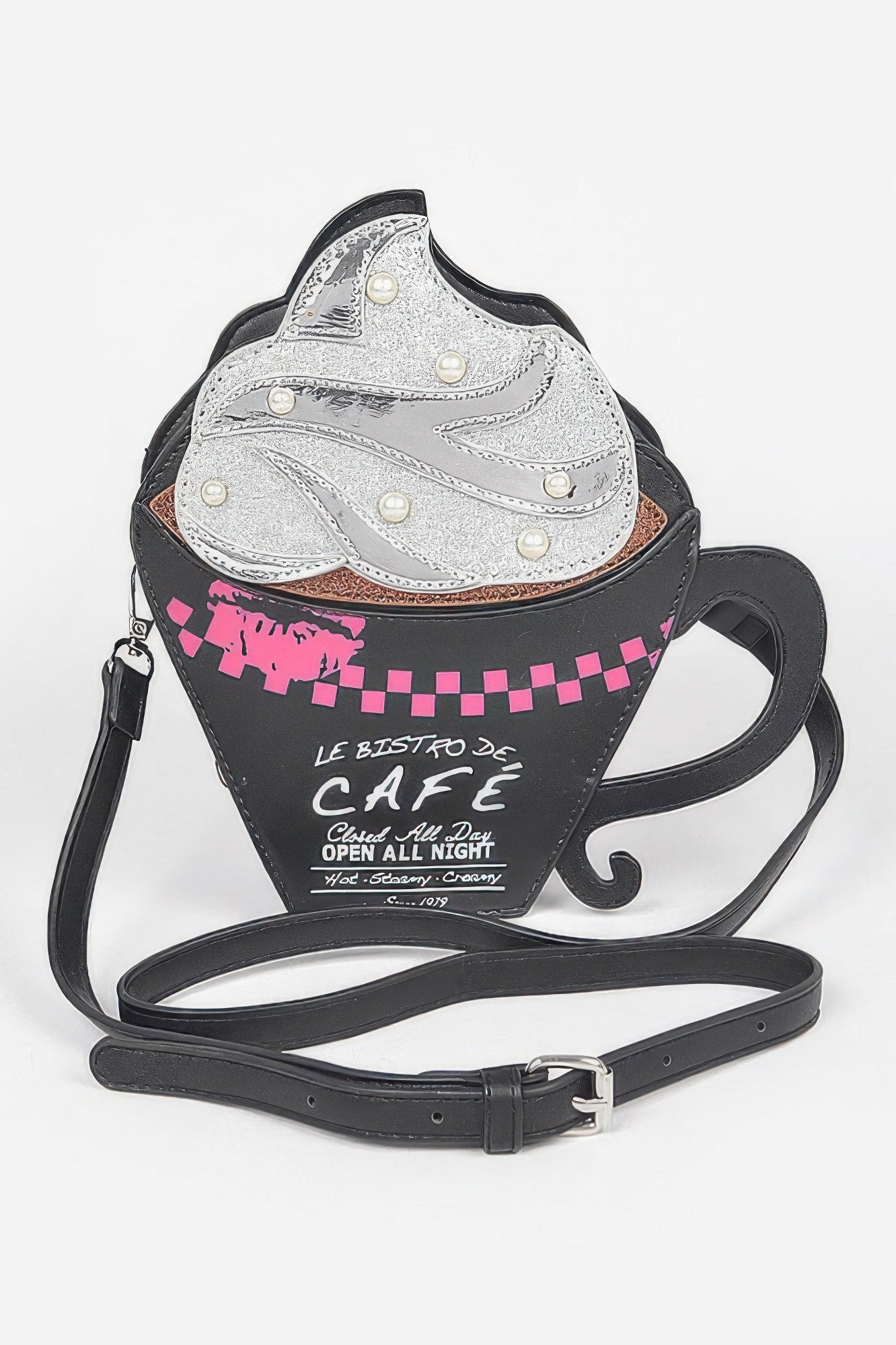Whip Cream Coffee Cup Novelty Bag – Black