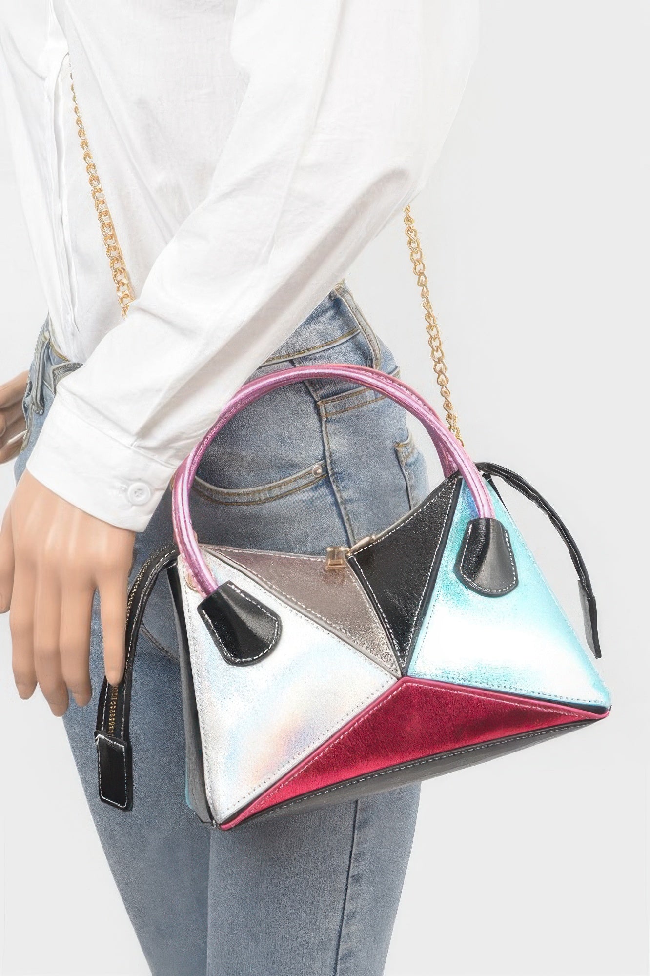 Metallic Multi Color Top Handle Bag –