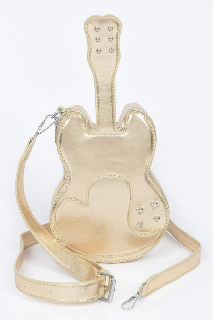 Metallic Faux Leather Guitar Novelty Bag –