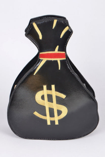 Money Bag Shiny Clutch – Black