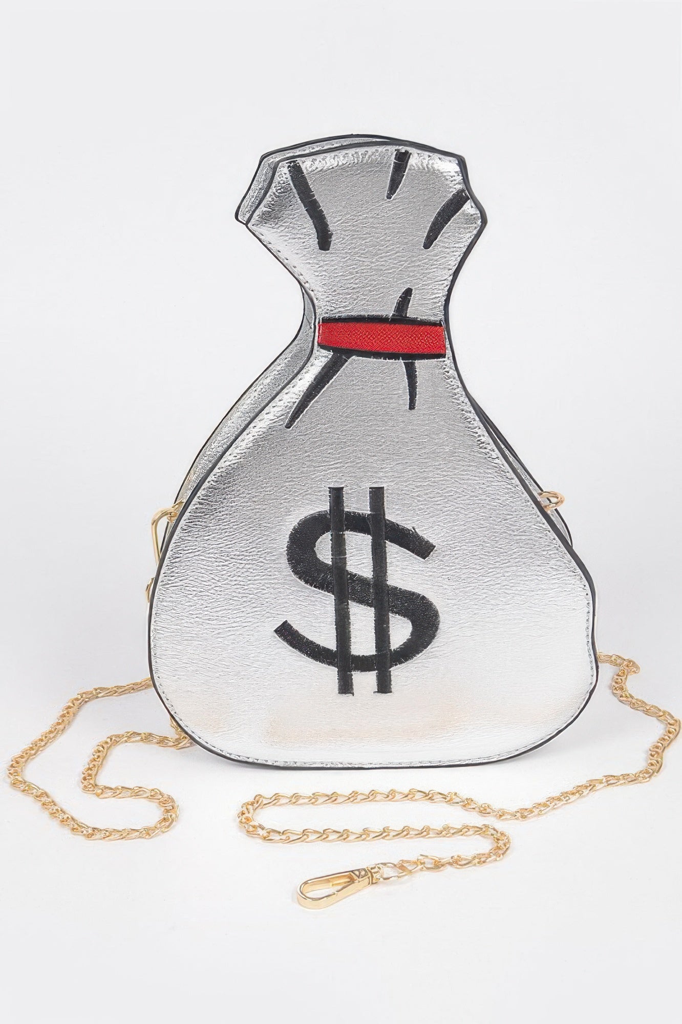 Money Bag Shiny Clutch – Silver