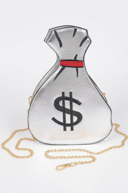 Money Bag Shiny Clutch – Silver