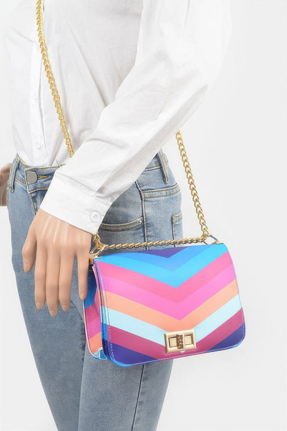 Multi Color Flap Chain Shoulder Bag –