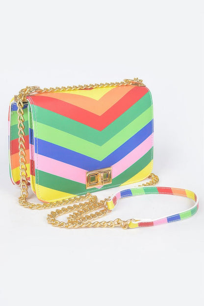 Multi Color Flap Chain Shoulder Bag – Multicolor 1